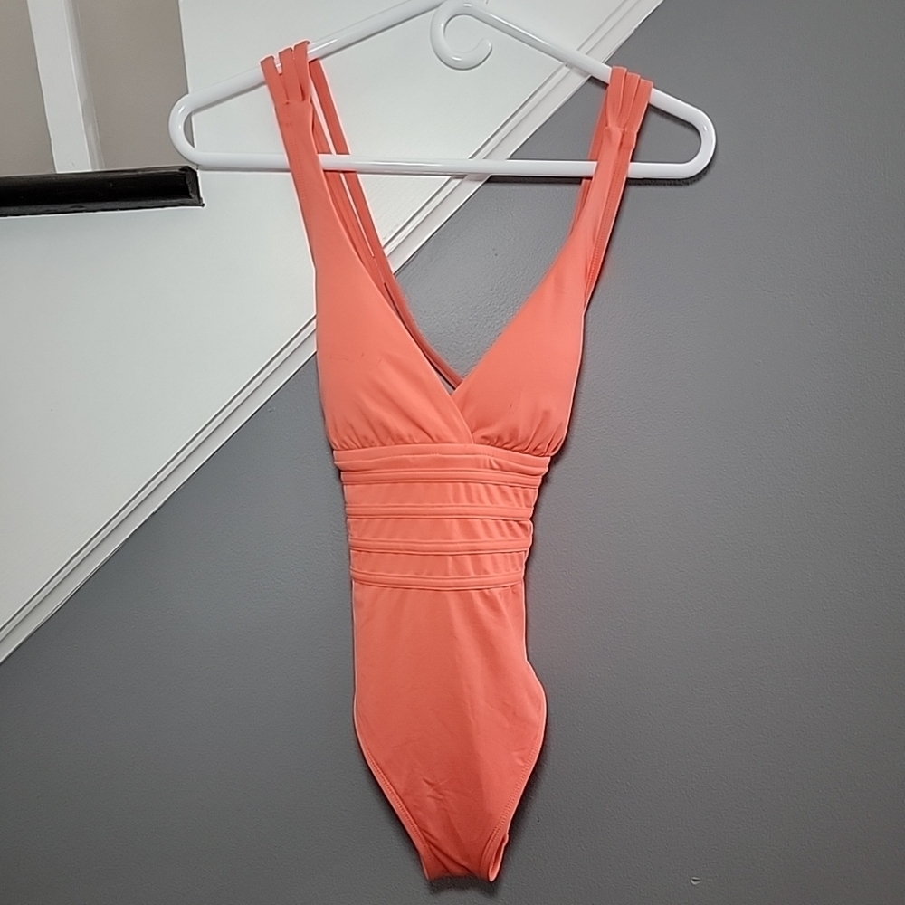 LA BLANCA Sz 6 Coral Reef Island Goddess Cross-back Swimsuit Retail $119 - Picture 3 of 7